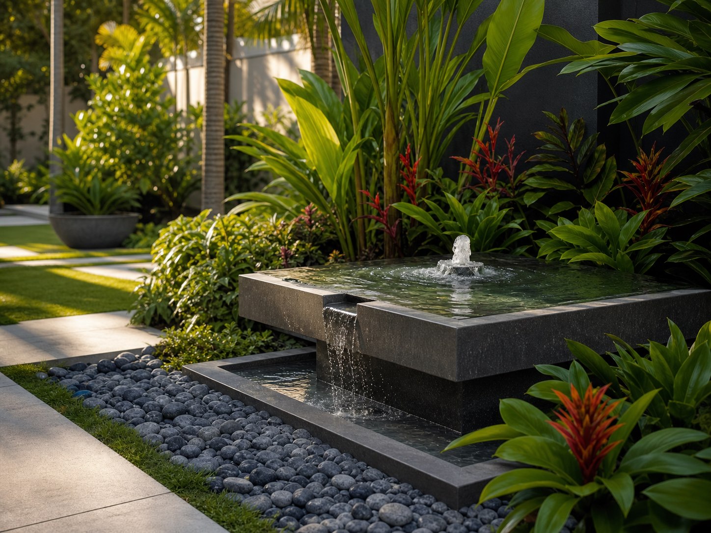 Garden fountain and water feature