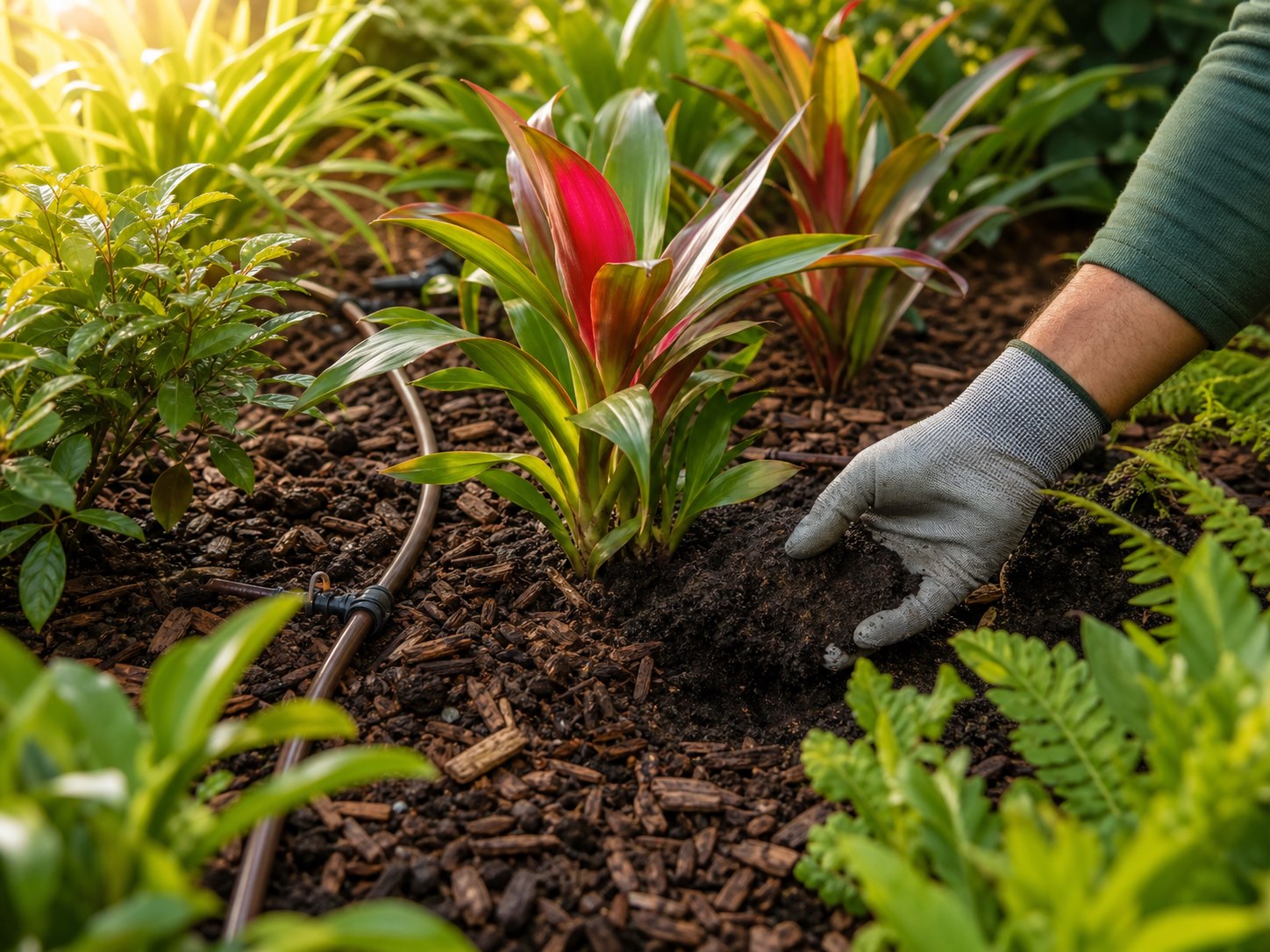 Drip irrigation and plant care detail